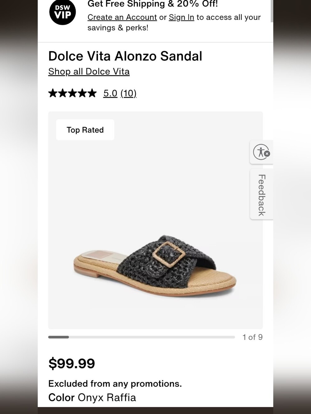 Dolce Vita Onyx Raffia Sandals